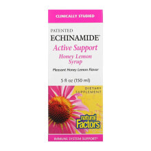 Эхинацея natural Factors, Запатентованная активная поддержка с эхинамидом, медово-лимонный сироп, 150 мл (5 жидк. Унций)