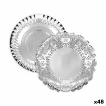 Snack tray Algon Circular Silver 23 x 23 x 1,5 cm (48 Units)