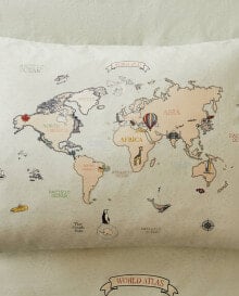 Children’s reversible world map pillowcase