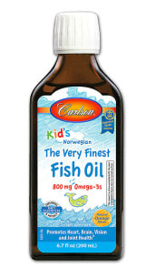 Рыбий жир и Омега 3, 6, 9 Carlson Kids Norwegian The Very Finest Fish Oil Orange Детский рыбий жир для здоровья сердца, мозга, зрения и суставов  200 мл