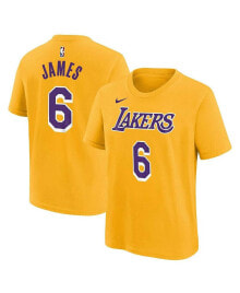Nike big Boys LeBron James Gold Los Angeles Lakers Icon Name and Number T-shirt