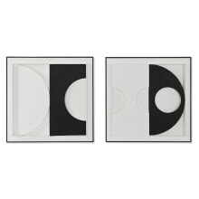 Painting Home ESPRIT White Black Abstract Modern 60 x 6,5 x 60 cm (2 Units)