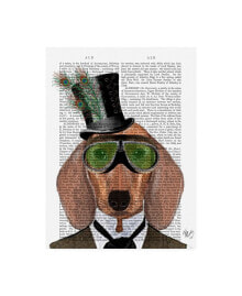 Trademark Global fab Funky Dachshund, Green Goggles Top Hat Canvas Art - 19.5