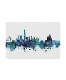 Trademark Global michael Tompsett 'Taipei Taiwan Blue Teal Skyline' Canvas Art - 47
