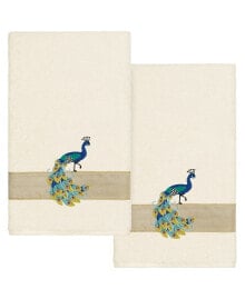 Linum Home textiles Turkish Cotton Penelope Embellished Washcloth Set, 2 Piece