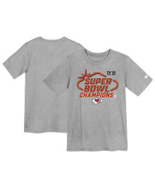 Nike little Boys and Girls Gray Kansas City Chiefs Super Bowl LVIII Champions Locker Room Trophy Collection T-shirt
