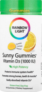 Витамин Д Rainbow Light Vitamin D3 Легко усваиваемый витамин D3 без сои и глютена 1000 МЕ 50 мармеладок с лимонным вкусом