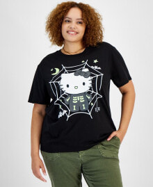 Trendy Plus Size Hello Kitty Halloween Short-Sleeve T-Shirt купить онлайн