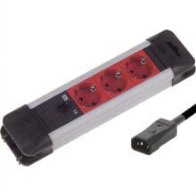 Умные удлинители и сетевые фильтры bachmann 2m 3x Schuko H05VV-F 3G 1.0mm² удлинитель 3 розетка(и) Черный, Красный 330.300