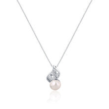 Ювелирные колье delicate necklace with real pearl and zircons JL0749 (chain, pendant)