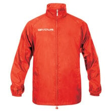 Мужская ветровка оранжевая спортивная без капюшона Jacket Givova Rain Basico RJ001 0012