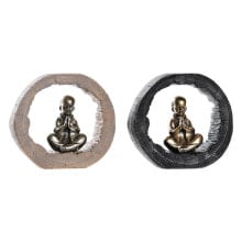 Decorative Figure DKD Home Decor Black Golden Monk Oriental 20,8 x 6,5 x 18,5 cm (2 Units)