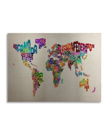 Trademark Global michael Tompsett Typography World Map II Floating Brushed Aluminum Art - 22