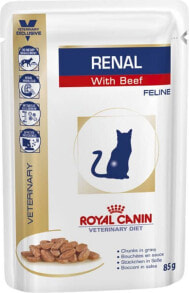 Влажные корма для кошек влажный корм для кошек  	Royal Canin, DIET RENAL, кусочки с говядиной, 85 г