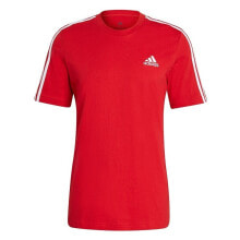Мужские спортивные футболки Мужская спортивная футболка красная с логотипом Adidas Essentials