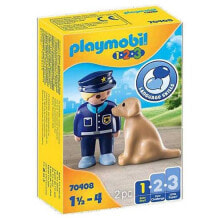 Детские игровые наборы и фигурки из дерева Набор с элементами конструктора Playmobil 1-2-3 70408 Полицейский с собакой