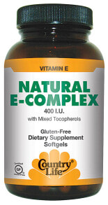 Витамин Е Country Life Natural E-Complex -- Комплекс с витамином Е без глютена - 400 МЕ - 180 гелевых капсул