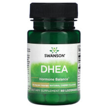 Витамины и БАДы для нормализации гормонального фона swanson, DHEA, Natural Cherry, 25 mg, 60 Lozenges