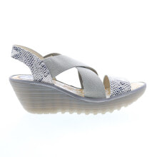 Fly London Yaji YAJI888FLY-010 Womens Gray Leather Wedges Sandals Shoes купить в интернет-магазине