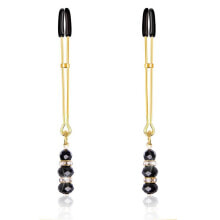 Стимулятор для сосков FETISH ADDICT Nipple Clamps with Glass Beads Golden