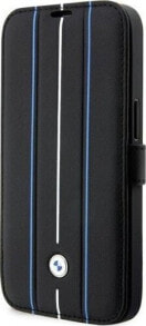 Купить чехлы для смартфонов BMW: BMW Etui BMW BMBKP14L22RVSK Apple iPhone 14 Pro czarny/black bookcase Leather Stamp Blue Lines