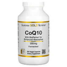 Коэнзим Q10 California Gold Nutrition, CoQ10 USP with Bioperine, 200 mg, 360 Veggie Capsules
