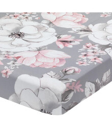 Купить постельное белье для малышей Lambs & Ivy: Signature Botanical Baby Watercolor Floral Cotton Crib Sheet - Gray