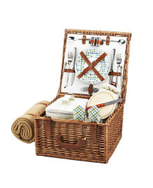 Cheshire English-Style Willow Picnic Basket for 4 with Blanket