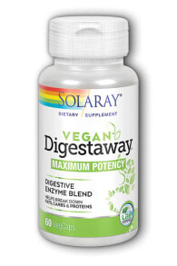 Витамины и БАДы solaray Vegan Digestaway Смесь пищеварительных ферментов 60 веганских капсул