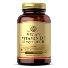 Витамин Д Solgar Vegan Vitamin D3 Витамин D3 без глютена и ГМО 25 мкг 1000 МЕ 60 веганских гелевых капсул
