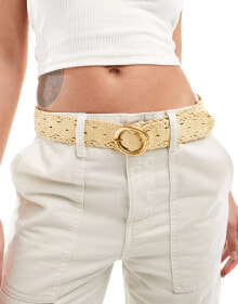 Mango lasercut belt in beige купить онлайн