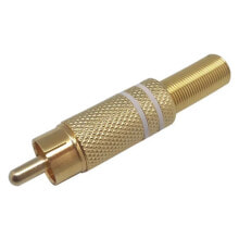 EUROCONNEX Male Gold White Lines RCA Cable 5-6 mm