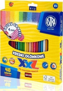 Цветные карандаши для рисования для детей Astra Kredki ołówkowe hexagonalne 48 kolorów Astra
