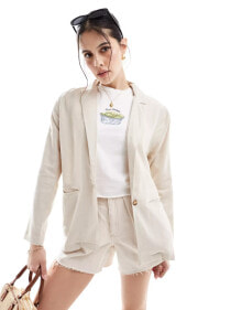 Купить женские пиджаки и жакеты Threadbare: Threadbare linen blend soft blazer in off white