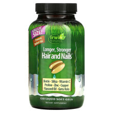 Витамины и БАДы для кожи ирвин Натуралс, Healthy Skin &amp; Hair Plus Nails, 120 мягких желатиновых капсул с жидкостью