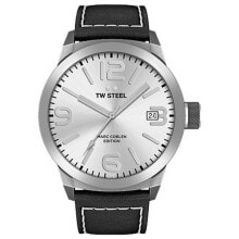 Мужские наручные часы с ремешком Мужские наручные часы с черным кожаным ремешком Tw Steel TWMC24 ( 45 mm)