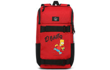 Vans 范斯 x 辛普森联名款 El Barto卡通图案大容量便携出行 滑板包书包双肩包 男女同款情侣款 红色 / Рюкзак Vans x El Barto VN0A3I6917A