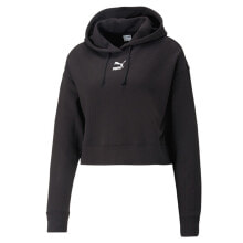 Puma Classics Cropped Pullover Hoodie Womens Black Casual Outerwear 53805701 купить онлайн