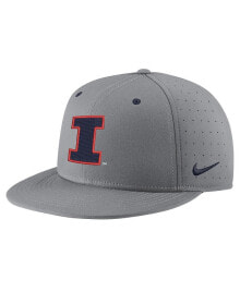 Nike men's Gray Illinois Fighting Illini USA Side Patch True AeroBill Performance Fitted Hat