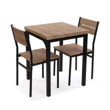 Table set with 2 chairs Versa PVC Metal MDF Wood 60 x 76 x 60 cm