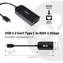 CLUB3D CAC-1520 гендерный адаптер USB C Ethernet Черный