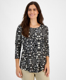 Women's Printed 3/4-Sleeve Top, Created for Macy's купить онлайн