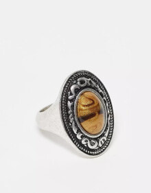 Купить женские аксессуары Reclaimed Vintage: Reclaimed Vintage unisex oversized ring with faux stone in burnished silver