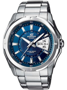 Мужские наручные часы с серебряным браслетом CASIO EF-129D-2AVEF EDIFICE Mens 45mm 10 ATM