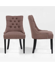 Upholstered Wingback Button Tufted Dining Chair Set of 2