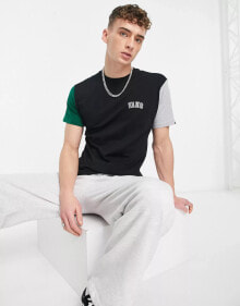 Купить мужские футболки и майки Vans: Vans colourblock varsity t-shirt in black