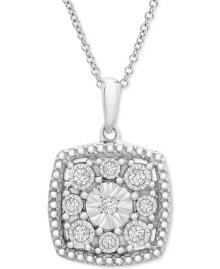 Macy's diamond Cushion Cluster 18" Pendant Necklace (1/10 ct. t.w.) in Sterling Silver купить онлайн