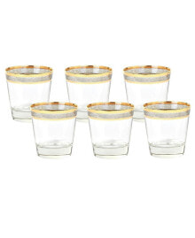 Lorren Home Trends melania Collection Smoke Double Old Fashion Glasses, Set of 6