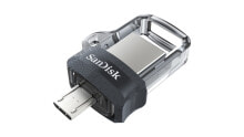 Sandisk Ultra Dual m3.0 USB флеш накопитель 64 GB USB Type-A / Micro-USB 3.2 Gen 1 (3.1 Gen 1) Черный, Серебристый, Прозрачный SDDD3-064G-G46