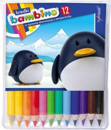 Цветные карандаши для рисования для детей St. Majewski Kredki BAMBINO w oprawie drewnianej, 12 kolorów, licencja BAMBINO
